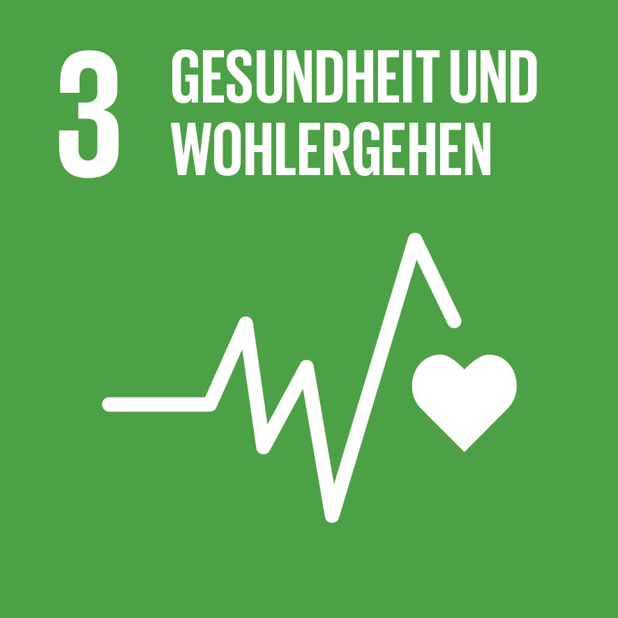 Pictogramm für das Sustainable Development Goal (SDG) 3: Gesundheit und Wohlergehen