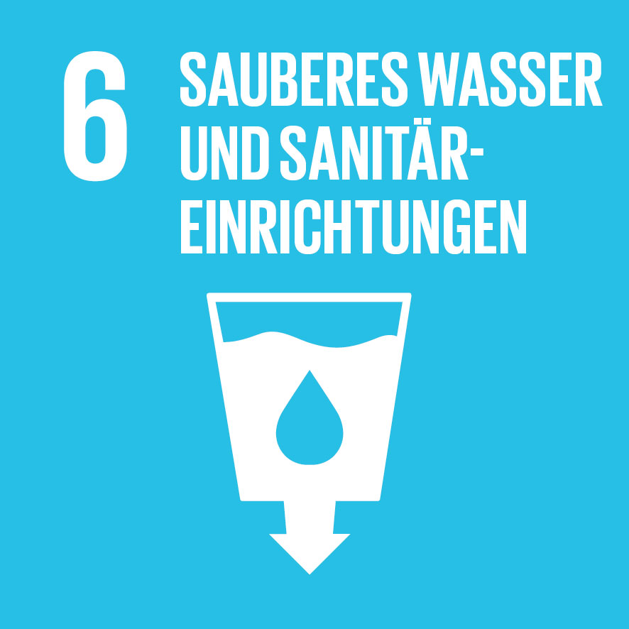 Pictogramm für das Sustainable Development Goal (SDG) 6: Sauberes Wasser und Sanitäreinrichtungen
