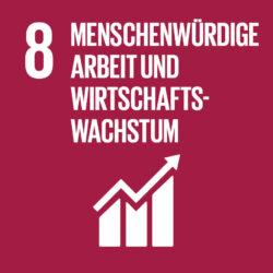 Pictogramm für das Sustainable Development Goal (SDG) 8: Menschenwürdige Arbeit und Wirtschaftswachstum