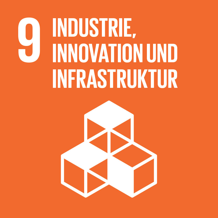 Pictogramm für das Sustainable Development Goal (SDG) 9: Industrie, Innovation und Infrastruktur