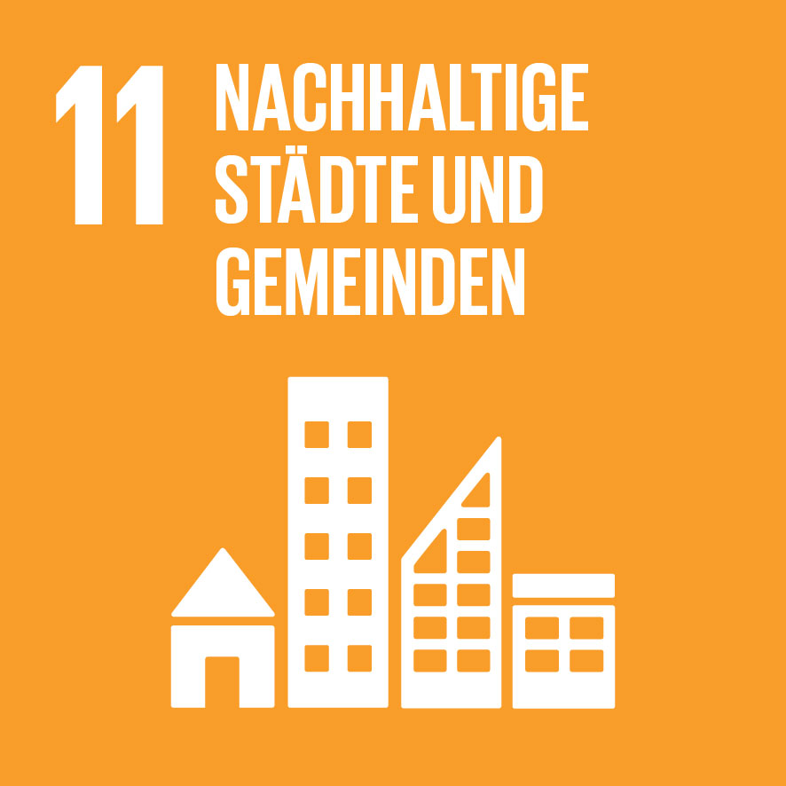 Pictogramm für das Sustainable Development Goal (SDG) 11: Nachhaltige Städte und Gemeinden