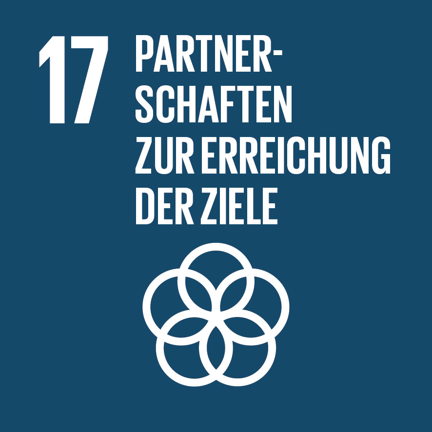 Pictogramm für das Sustainable Development Goal (SDG) 17: Partnerschaften zur Erreichung der Ziele