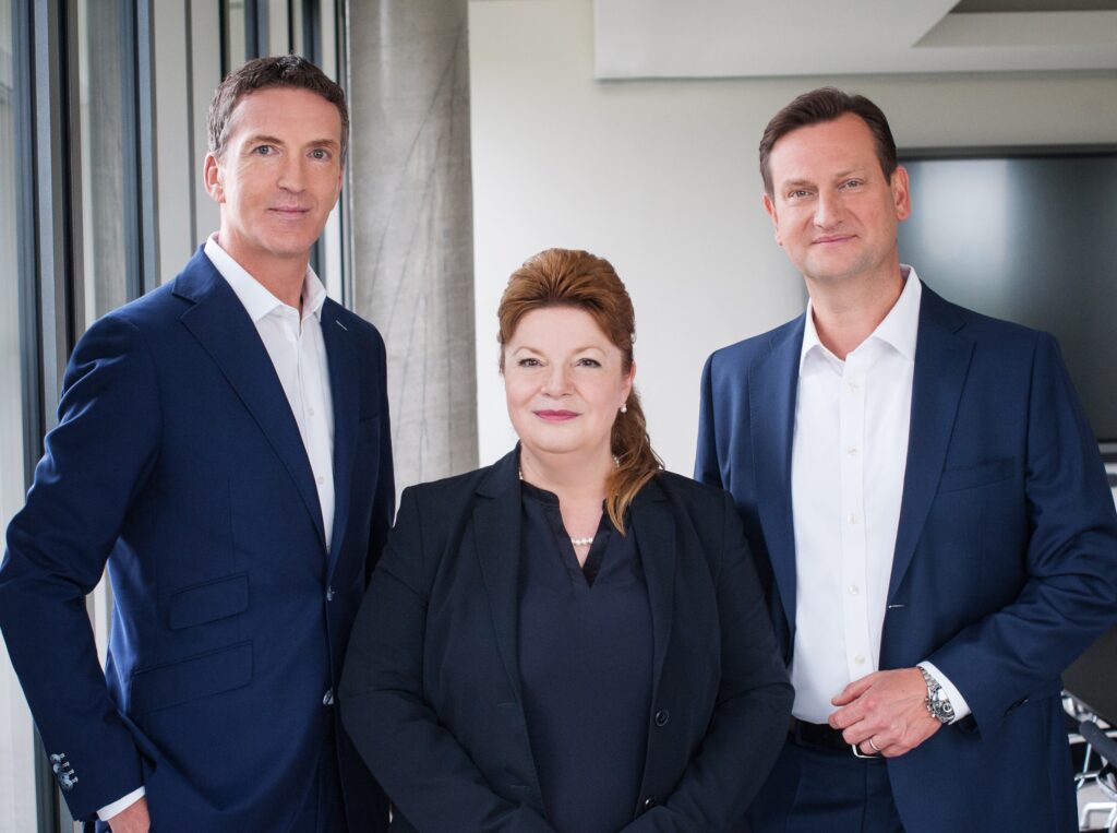 Gruppenbild des ILB-Vorstandes Ulrich Scheppan, Kerstin Jöntgen und Christian Kistner
